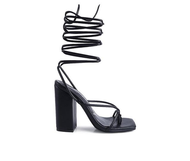 Women's London Rag Dance Block Heel Dress Sandals in Black color