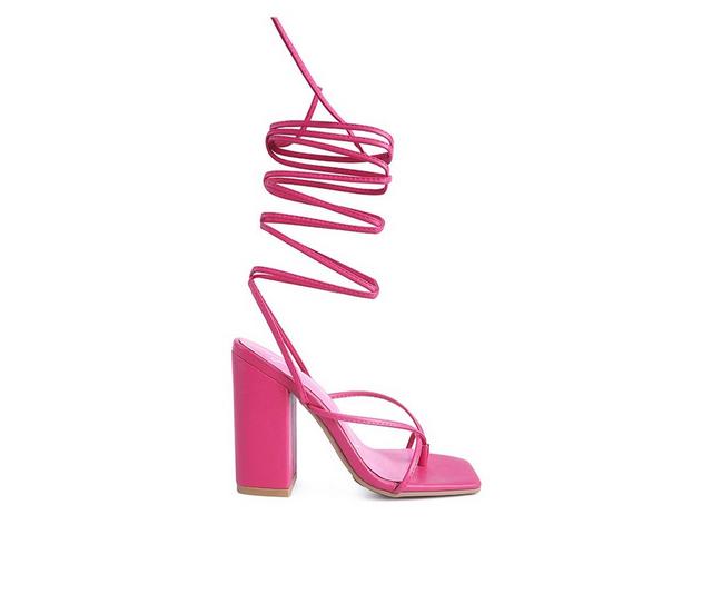 Women's London Rag Dance Block Heel Dress Sandals in Fuchsia color