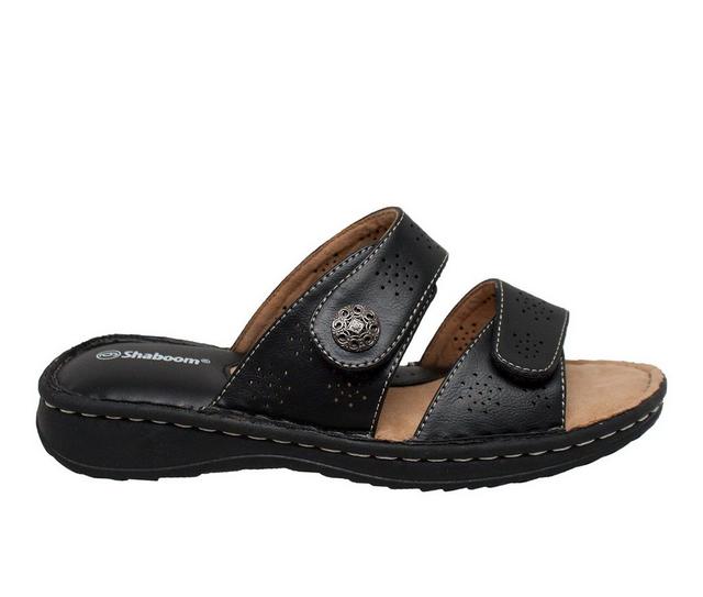 Women's Shaboom Double Band Comfort Slide Sandals in Black color