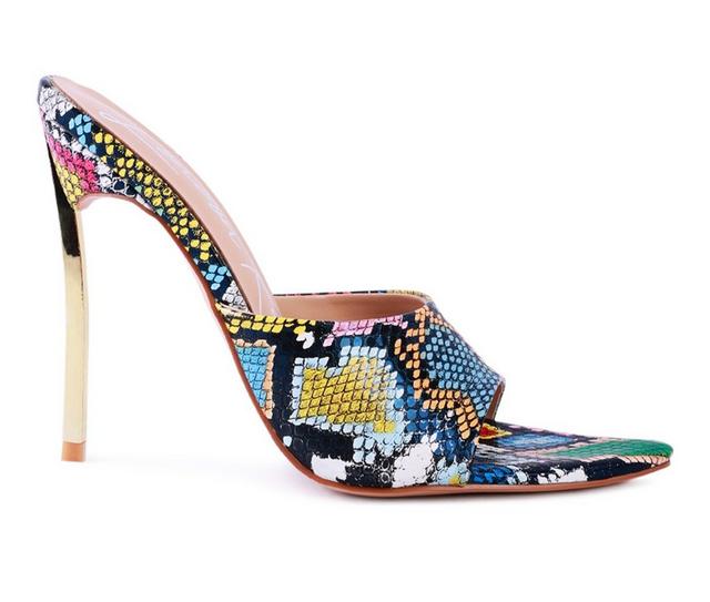 Women's London Rag Bottoms Up Stiletto Dress Sandals in Multi Snake color