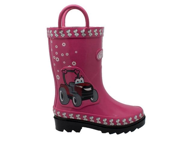 Kids' Case IH Toddler 3D Fern Farmall Rain Boots in Pink/Black color