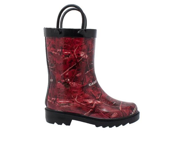 Boys' Case IH Toddler Camo Rubber Rain Boots in Red/Black color