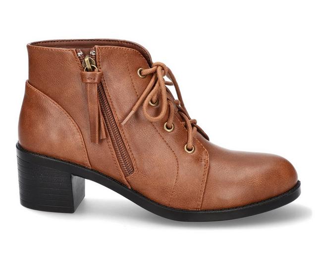 Women's Easy Street Becker Lace Up Booties in Tan color