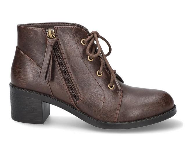 Women's Easy Street Becker Lace Up Booties in Brown color