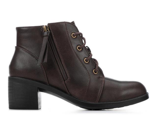 Women's Easy Street Becker Lace Up Booties in Brown color