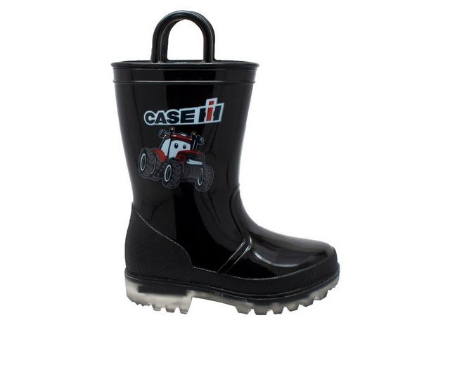Boys' Case IH Little Kid PVC Light-Up Rain Boots in Black color