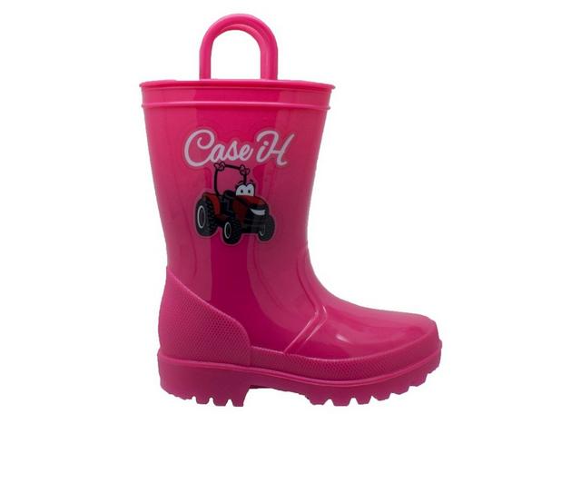 Girls' Case IH Little Kid PVC Light-Up Rain Boots in Pink color