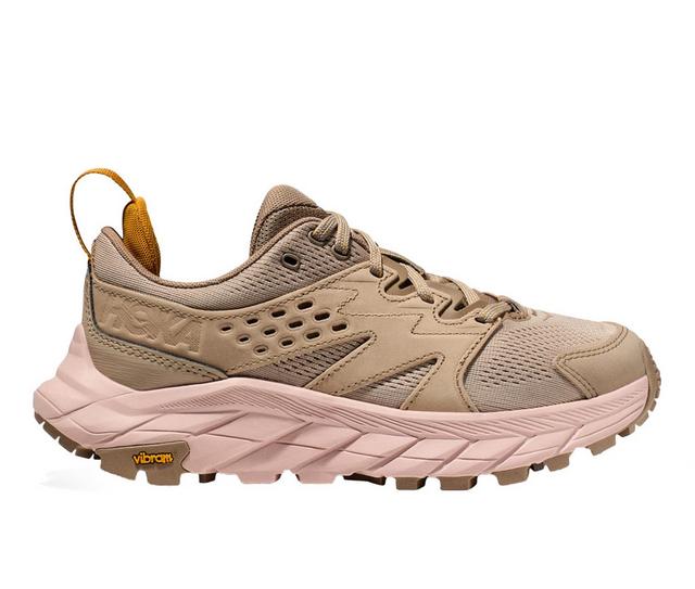 Women's Hoka Anacapa Breeze Low Trail Running Shoes in Peach color