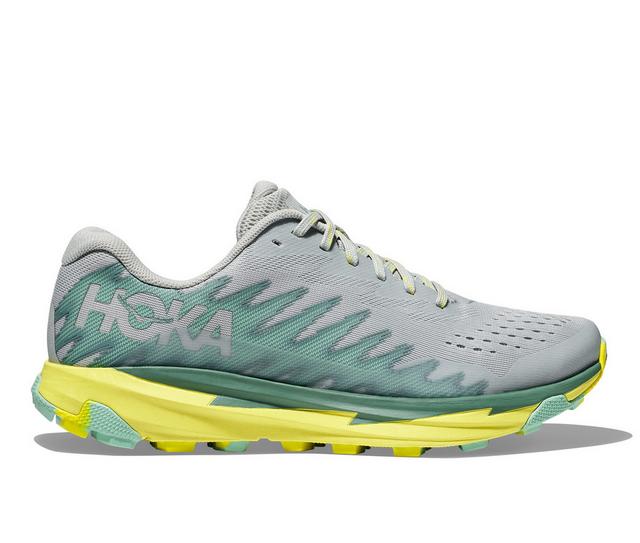 Women's Hoka Torrent 3 Running Shoes in Grey/Green color