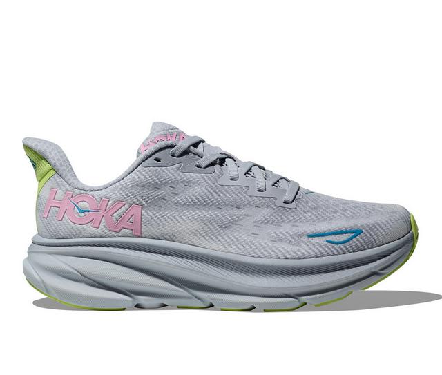 Women's Hoka Clifton 9 Running Shoes in Gull/Sea Ice color