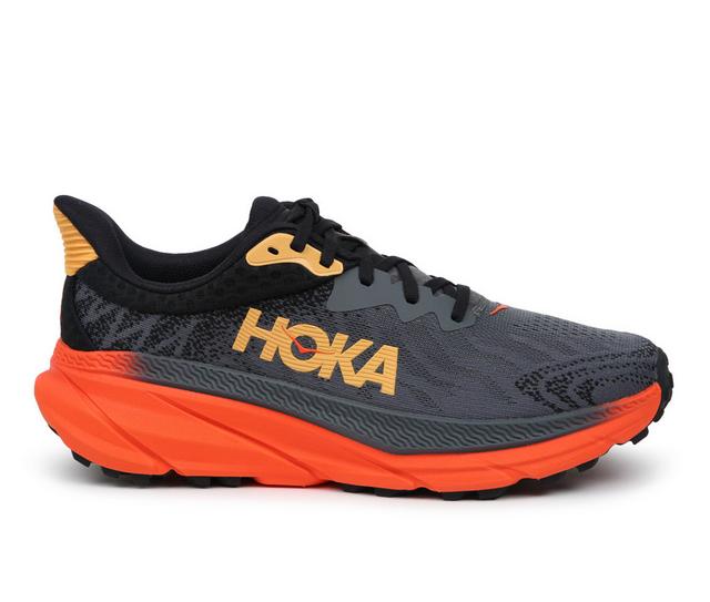 Men's Hoka Challenger ATR 7 Running Shoes in Gray/Orange color