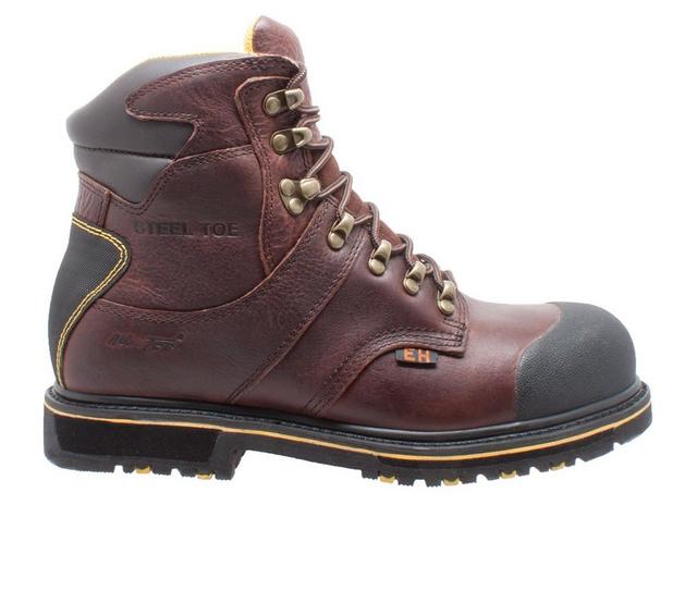 Men's AdTec 6" Steel Toe Waterproof Work Boots in Dark Brown color
