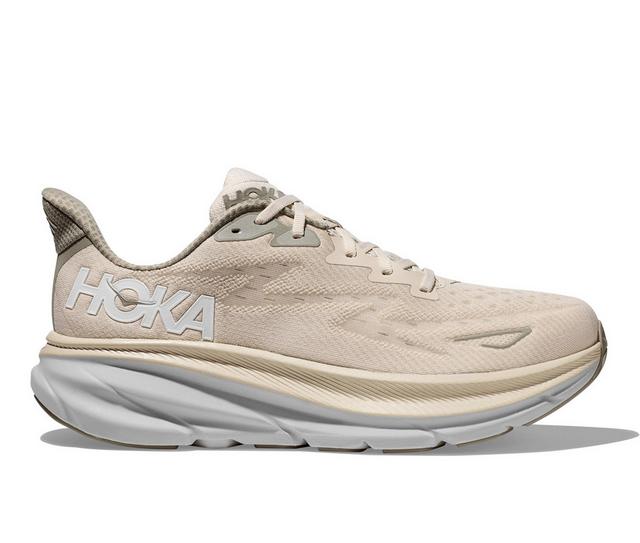 Men's Hoka One One Clifton 9 Running Shoes in Oat Milk/Barley color