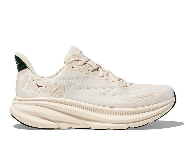 Men's Hoka One One Clifton 9 Running Shoes in Oak/Alabaster color