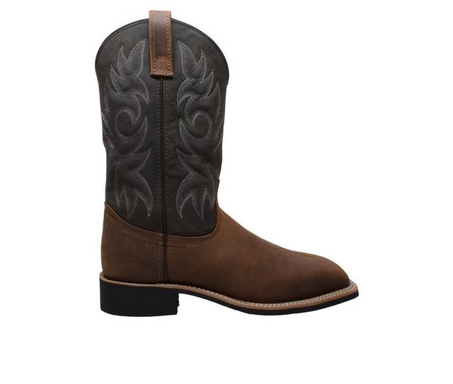 Men's AdTec 12" Work Western Square Toe Cowboy Boots in Black/Brown color