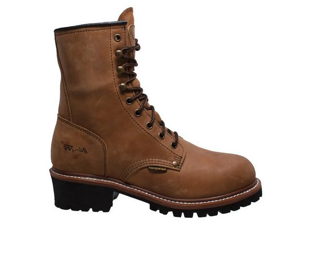 Men's AdTec 9" Waterproof Logger Work Boots in Brown color