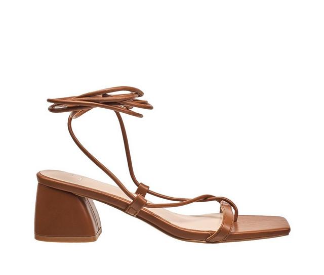 Women's H Halston Front Dress Sandals in Tan color