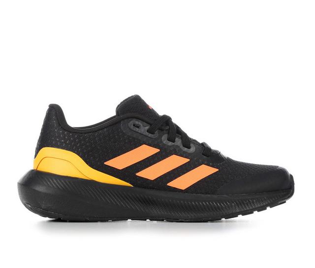 Boys' Adidas Little Kid & Big Kid Run Falcon 3.0 Sustainable Running Shoes in Black/Org/Gold color