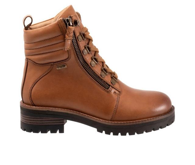 Women's Softwalk Everett Lace Up Combat Boots in Luggage color