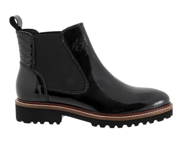 Women's Softwalk Indy Booties in Black Patent color