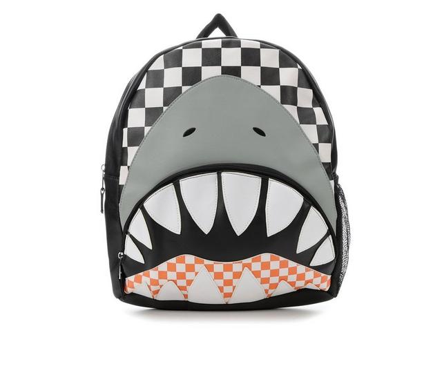 OMG Accessories Shark Checkerboard Backpack in Black color