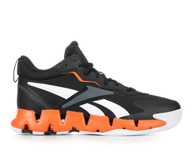 Men's Reebok Zig Encore Basketball Shoes in Blk/Wht/Orange color