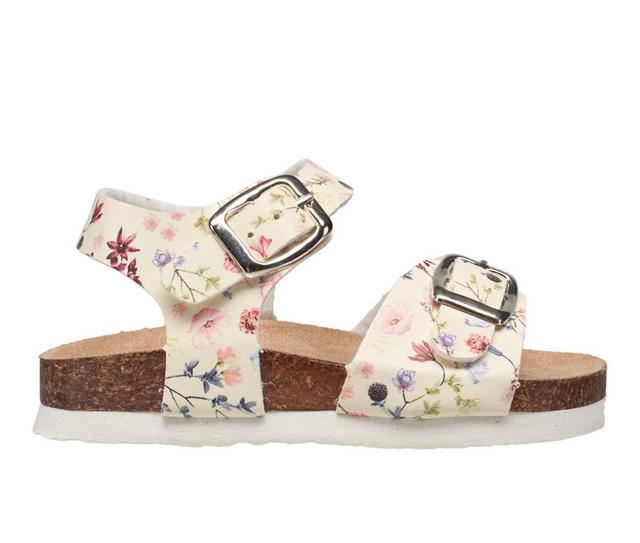 Girls' Lucky Brand Toddler Blanc Footbed Sandals in White Floral color