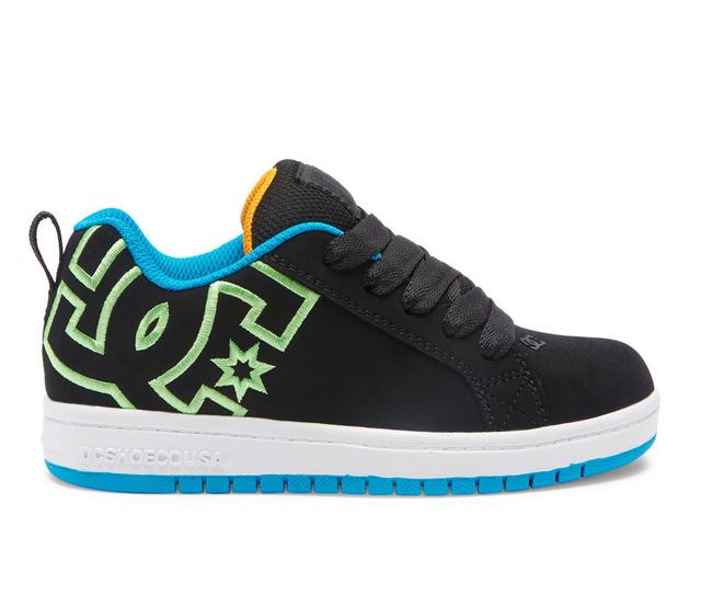 Boys' DC Court Graffik 10.5-7 Sneakers in Blk/White/Green color