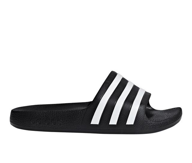 Boys' Adidas Little Kid & Big Kid Adilette Aqua K Sport Slides in Blk/Wht/Blk color