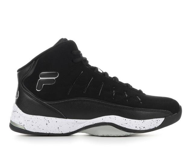 Men's Fila Afar Basketball Shoes in Blk/Wht/Slv color