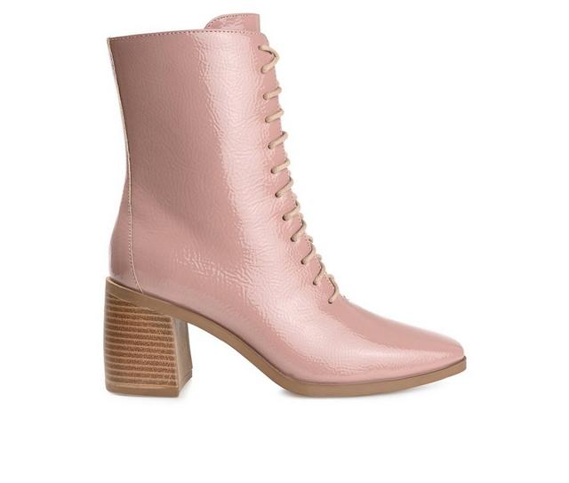 Women's Journee Collection Covva Heeled Combat Booties in Rose color