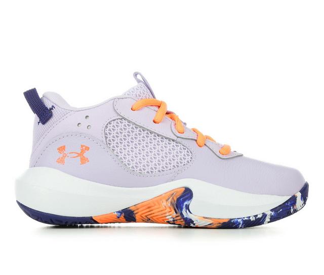 Kids' Under Armour Lockdown 6 10.5-3 Basketball Shoes in Purple/Blue/Org color