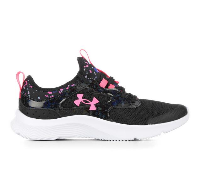 Under Armour Infinity 2 Print 3.5-7 Running Shoes in Blk/Pink/Print color