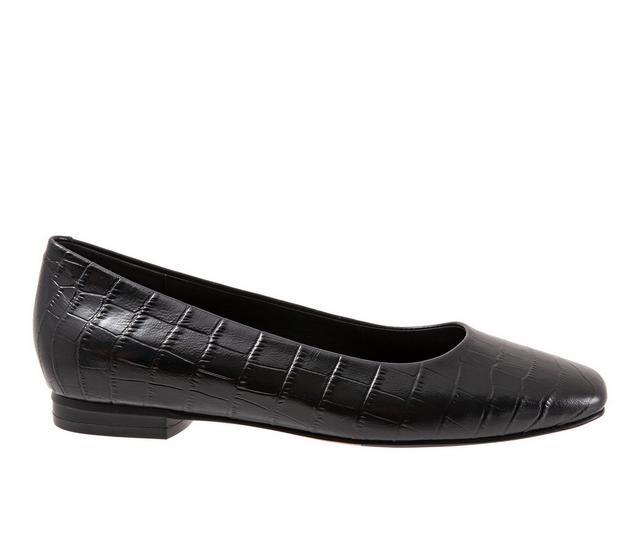 Women's Trotters Honor Flats in Black Croco color