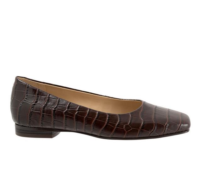 Women's Trotters Honor Flats in Dark Brown Croc color