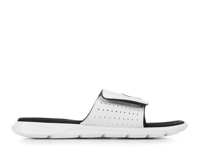 Men's Under Armour Ignite 7 Sport Slides in White/White/Blk color