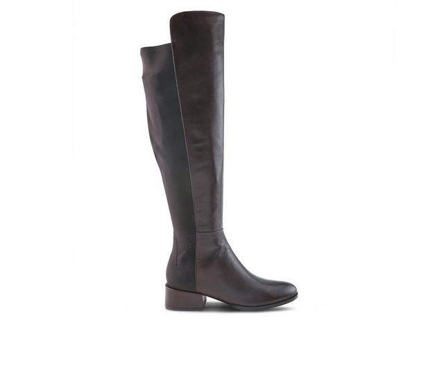 Women's SPRING STEP Rider Knee High Boots in Dark Brown color