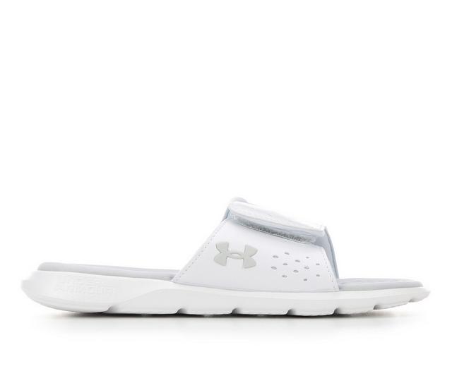 Women's Under Armour W Ignite 7 SL Sport Slides in White/White/Gry color