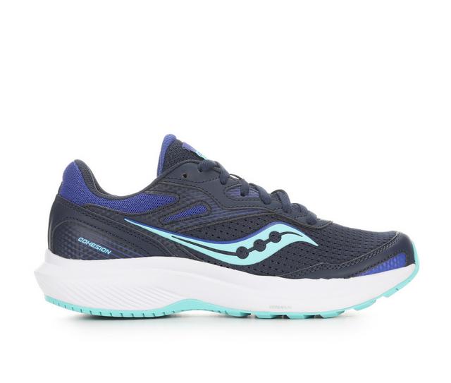 Women's Saucony Cohesion 16 Running Shoes in Navy/Aqua color