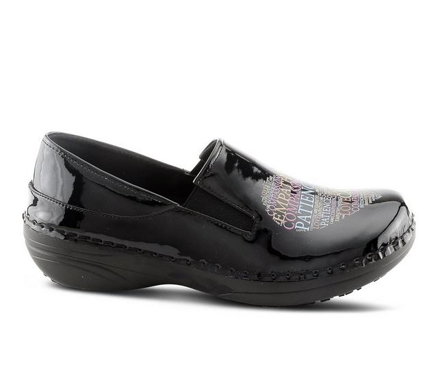 Women's SPRING STEP Ferrara Care Slip Resistant Shoes in Black Patent color