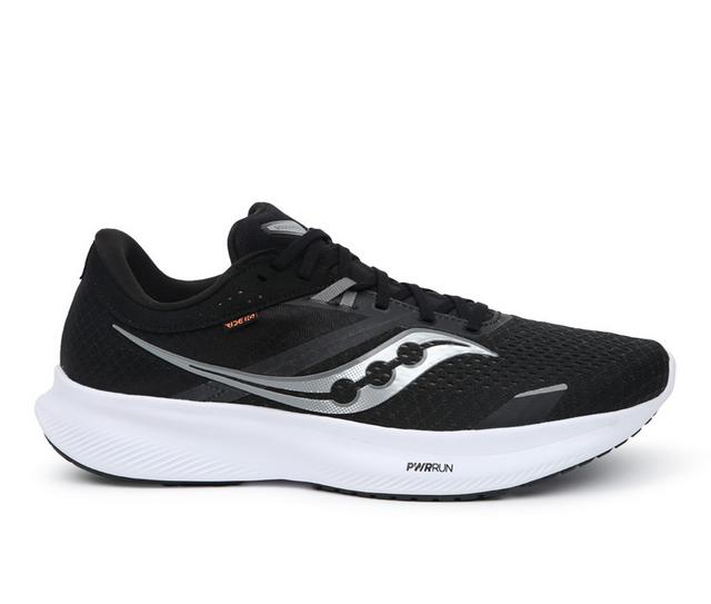 Men's Saucony Run 16 Running Shoes in Black/White color