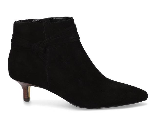 Women's Bella Vita Jani Kitten Heel Booties in Black Suede color