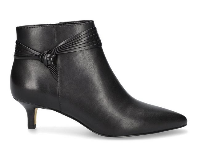 Women's Bella Vita Jani Kitten Heel Booties in Black Leather color