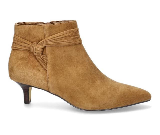 Women's Bella Vita Jani Kitten Heel Booties in Cognac Suede color