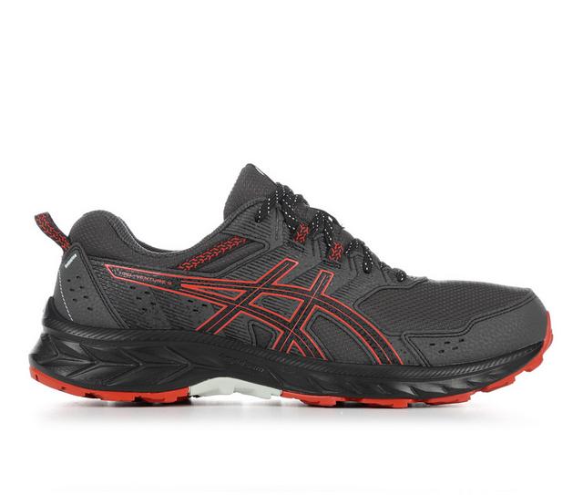 Men's ASICS Gel Venture 9 Trail Running Shoes in Grey/Red color
