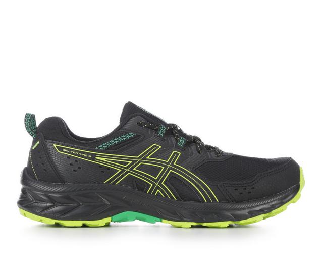 Men's ASICS Gel Venture 9 Trail Running Shoes in Black/Lime Zest color