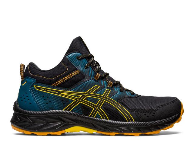 Men's ASICS Gel Venture 9 MT Trail Running Shoes in Blk/Gld/Yel/Tel color