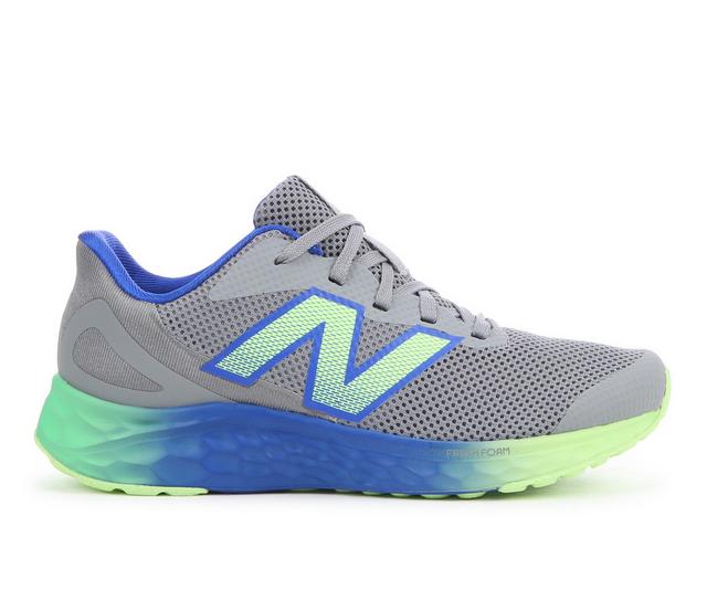 Boys' New Balance Big Kid Arishi V4 Wide Width Running Shoes in Gry/Green/Blue color