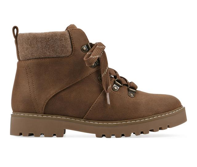 Women's Cliffs by White Mountain Connie Lace Up Booties in Lt Brown color