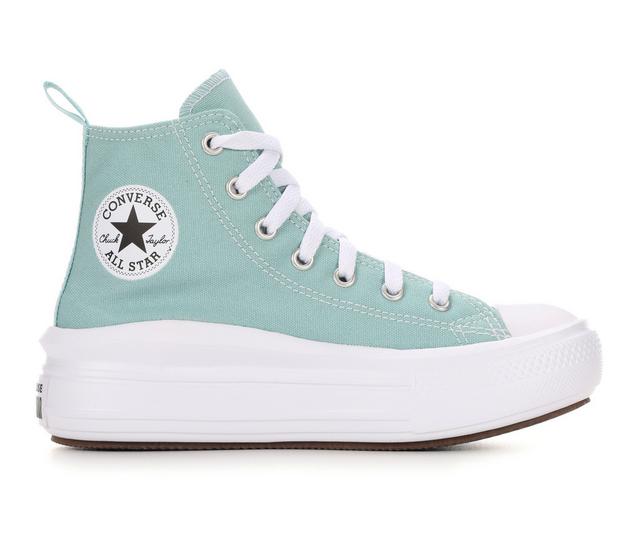 Girls' Converse Little Kid Chuck Taylor Move Platform Sneakers in Vernal Pool/Wht color